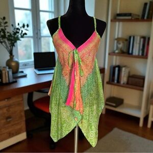 💖 Guru For Life Upcycled Silk Sari Handkerchief Top 💖